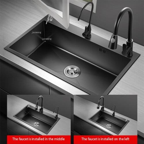 Nano Stainless Steel Apartment Kitchen Sink Home Improvement Single Bowl Kitchen Fixture Undermount Basin with Drain Accessories