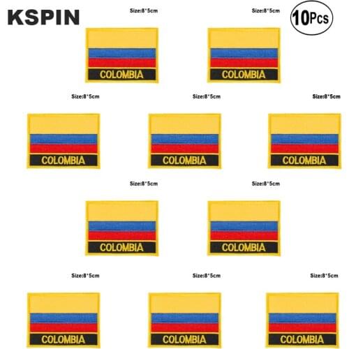Colombia Flag Embroidery Patches Iron on Saw on Transfer patches Sewing Applications for Clothes in Home&Garden