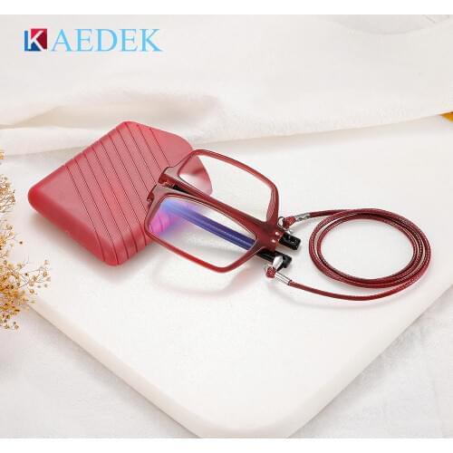 KAEDEK Portable Folding Reading Glasses Women Men Retro Marble Presbyopic Eyeglasses Foldable Hanging Neck Presbyopia Glasses