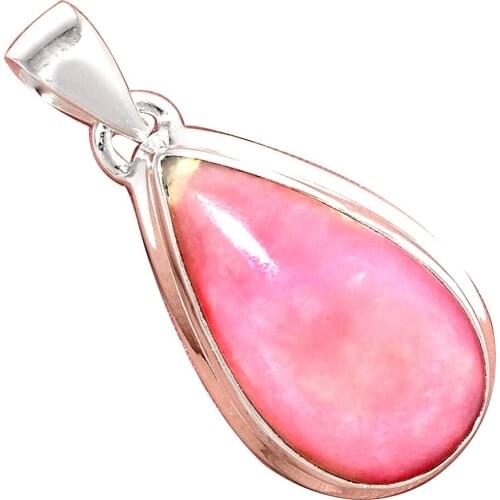 Genuine PINK OPAL Pendant 925 Sterling Silver, Women Hand Made Fine Jewelry Gift