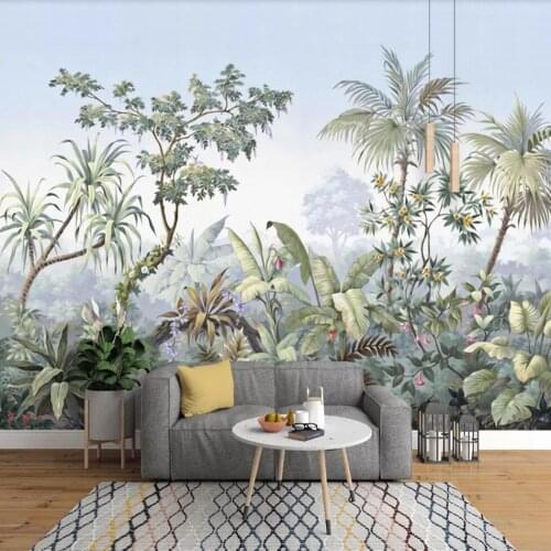 Milofi custom photo wallpaper 3D European style hand-painted garden wood rainforest banana palm tree hand-painted retro mural