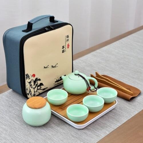 Portable Tea Set Include 1 Teapot 4 Teacups Beautiful and Easy Teapot Kettle Chinese Travel Ceramic Portable Teaset