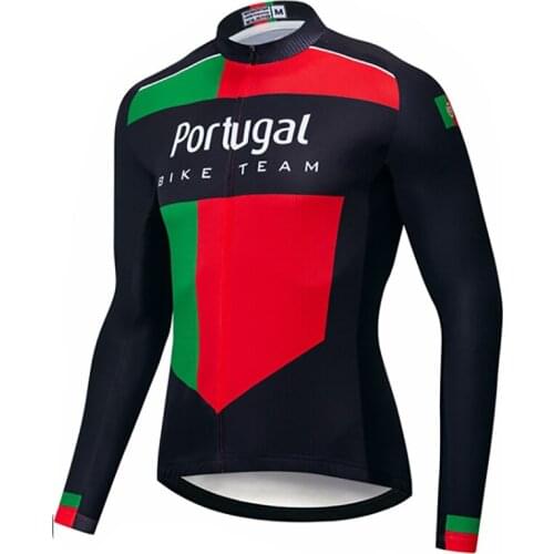 Portugal Thin&Fleece Autumn&Winter mens Long Sleeve Cycling clothing Breathable Anti-UV Bicycle Wear Sleeve Cycling Jersey