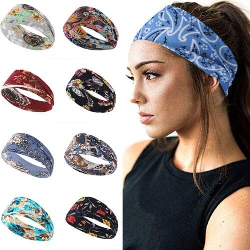 Vintage Floral Print Women Headband Sports Yoga Headband Sweatband Turban Bandage Bandana Hair Bands Hair Accessories Head Wrap