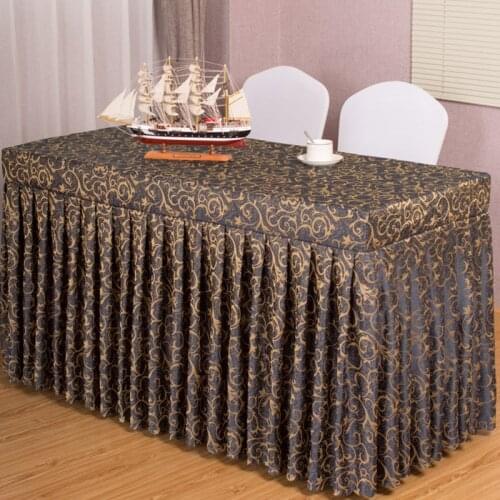 10pcs Polyester Floral Rectangular Jacquard Skirt Table Cloth Table Cover Wedding Party Banquet Decoration Tablecloth Cover