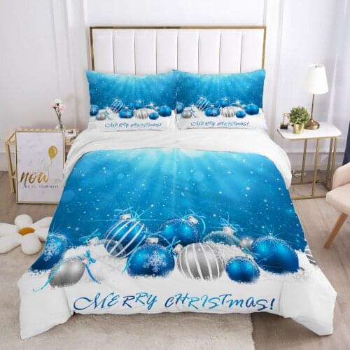 Christmas santa claus Duvet cover set 240x220 200x200 Bedding set Twin Queen King Double Bed linens Quilt cover Bedclothes blue