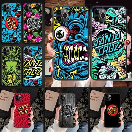 Santa Cruz Skateboards Phone Case Cover Hull For iphone 5 5s se 2 6 6s 7 8 12 mini plus X XS XR 11 PRO MAX black tpu waterproof