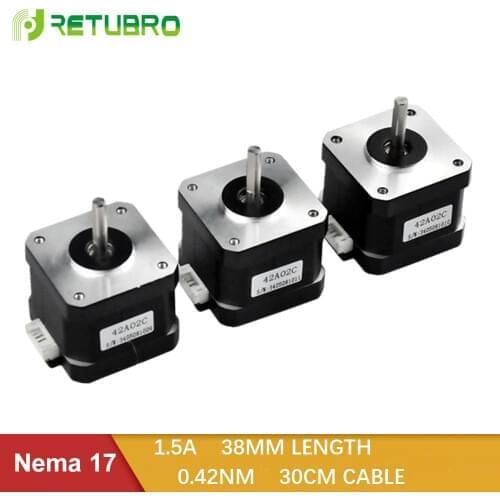 Stepper Motor 3PCS Nema17 Micro Stepper 42Ncm with 30cm Cable 38mm Length Hybrid for 3D Printer