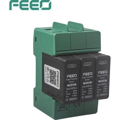 FEEO SPD DC 3P 1500V 20KA~40KA House Surge Protector Protective Low-voltage Arrester Device TUV & CE Certificate