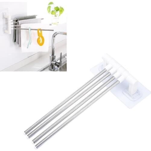 Anti-rust Stainless Stainless Steel Rotating Towel Swivel Rail Bathroom Wall 4 Rack Bath Hanger Towel Holder Mounted Bars J9L9