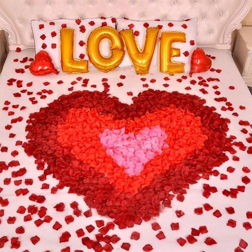 Wedding simulation 100 pieces*6 rose petals wedding scene wedding room layout decoration silk cloth rose simulation petals