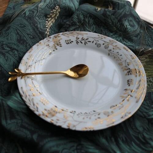 British ceramic golden leaves fresh delicate plate / dessert plate / decorative plate
