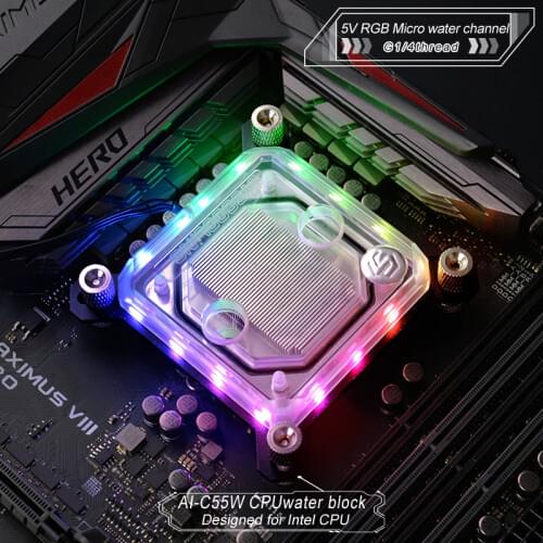 Syscooling CPU water block used for Intel LGA1150 1151 1155 1156 2011 with 5V RGB support