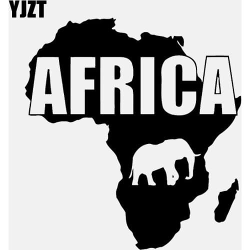 YJZT 15.5CM*16.6CM Map Africa Animals Geography Decal Vinyl Decoration Black/Silver Car Sticker C22-1304