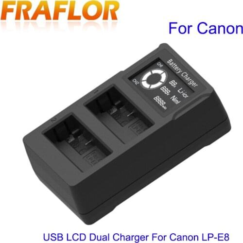 Charger For Canon LP-E8 Digital Batteries Li-ion LP E8 LPE8 Camera Battery + LCD Dual USB Charger For Canon EOS 550D 600D 650D