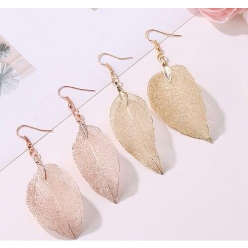 Alloy Boho Leaf Earrings Hollow Design Leaf Drop Earrings Filigree Dangle Earrings Women Girls Earings Jewellery Accessories