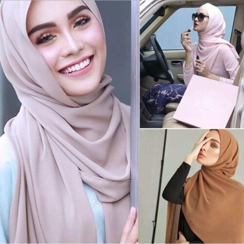 1PC Plain Bubble Chiffon Scarf Fashion Women Muslim Hijab Scarves Headscarf Shawls Lady Accessories Supplies