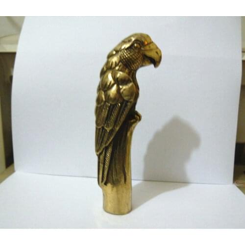 100% brass Pure Copper Brass Grandpa Good Lucky Collectible Old CHINESE OLD COPPER HAND CARVED EAGLE STATUE WALKING STICK HEAD