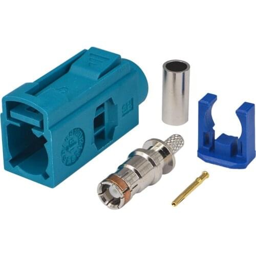 100 PCS Fakra Z Waterblue/5021 Jack Female Connector Neutral Coding Crimp for RF Coaxial Cable RG316 RG174 LMR100 GPS DAB+Radio