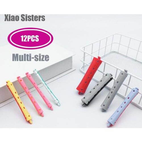 12Pcs/Set DIY Hairdressing Perm Rod Salon Hair Roller Rubber Band Hair Clip Curler Hairdressing Maker Styling Tool Various Sizes