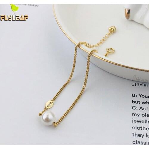 18k Gold Real 925 Sterling Silver Bracelets For Women Fashion Chain Fine Jewelry Pearl Bracelets & Bangles Femme Flyleaf