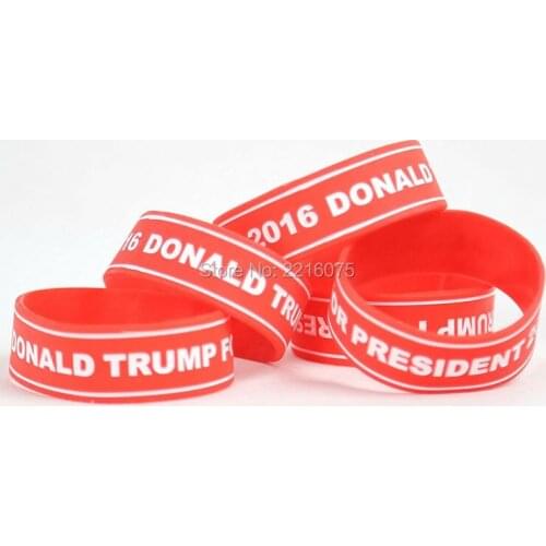 300pcs one inch Donald Trump For President 2016 silicone wristband rubber bracelets free shipping by DHL express