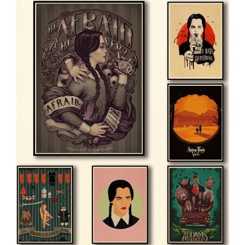 31 Designs Addams Kraftpaper Poster Wednesday Artwork Homedecal Fancy Wall Sticker for Coffee House Bar