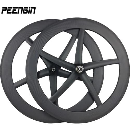 700C starfish 12K/3k carbon T800 5 spoke wheel tubular road bike fixed gear carbon clincher five spoke track wheelset OEM decals