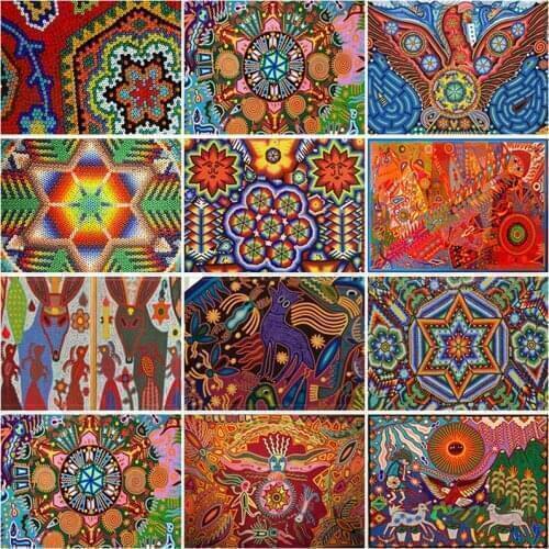DIY 5D Diamond Painting Full Round Square Resin Mosaic Diamonte Embroidery Cross Stitch Kits Wall Art Handcraft Art Huichol