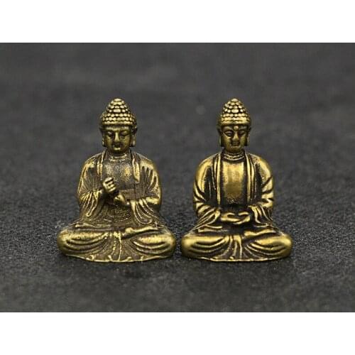 Antique Handmade Brass Buddha statue figure Tathagata craft living room ornament Miniature desktop decoration accessories a3552