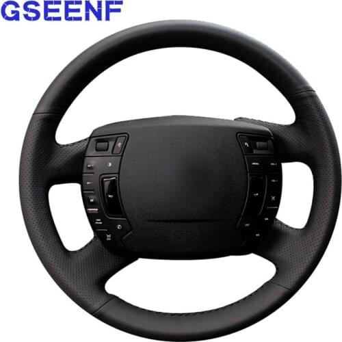 Steering Wheel Covers Handsewing Black Genuine Leather For Citroen c5 2008 2009 2010 2011 2012 2013 2014 2015 2016 2017