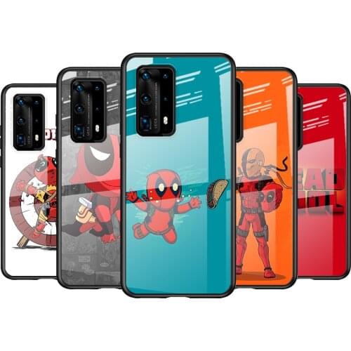 Tempered Glass Cover Deadpool Marvel Cartoon For Huawei P40 P30 P20 P10 Pro Plus Lite 5G 2019 Shockproof Shell Phone Case