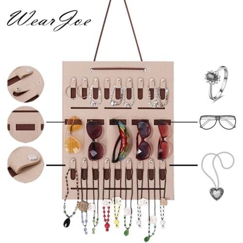 Felt Wall Hanging Jewelry Organizer Bracelet Necklace Eyeglass Display Hanger Bag Earring Ring Storage Bag Street Stall Showcase