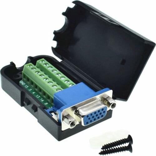 D-SUB DB15 VGA Female Nut 3Row 3+9 15Pin Plug to Terminal PCB Board Connectors With Cover