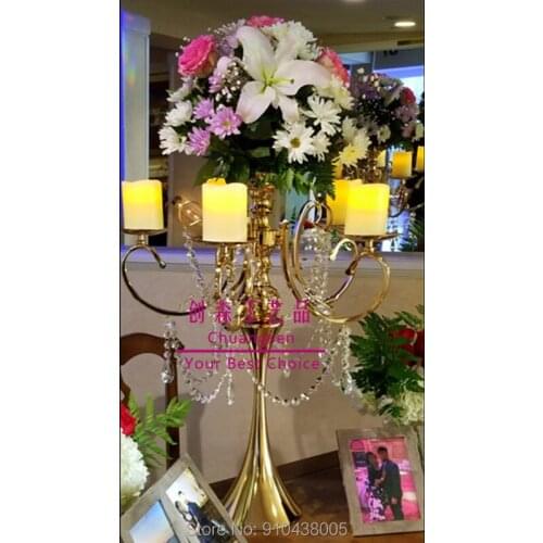 Crystal Flower Vase Tealight Candle Holders Christmas Candlesticks Wedding Xmas Party Dinner Table Centerpieces Gold Candelabras