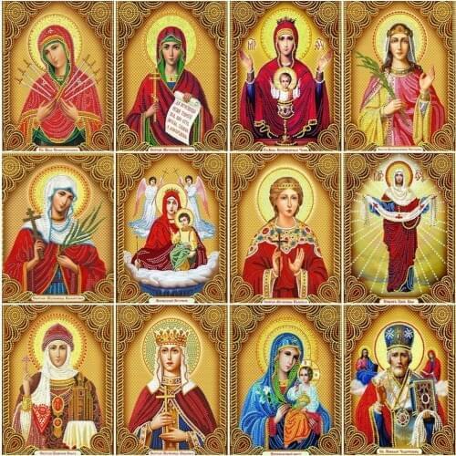 DIY Diamond Painting Religion Icon Full Display Rhinestones Full Square Diamond Embroidery Cross Stitch Mosaic Home Decor