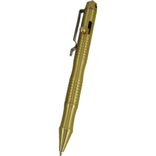 ACMECN Brass Tactical Pen 74g Heavy Survival Self Defense Pen with Ball Pen and Glass breaker Tool for Outing Camping Gold Pens