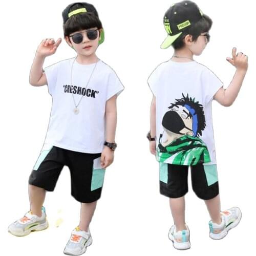 Summer Clothes sets 3-10Y little kids cartoon O-neck short sleeve T-shirt+shorts 2pcs/set baby boys outwear school shirt pants