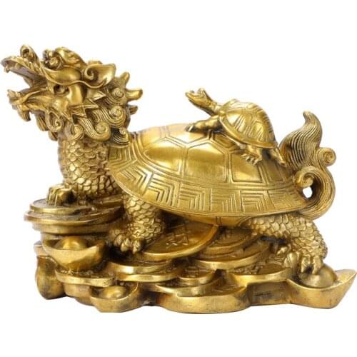 Copper Dragon Turtle Decoration Bagua Dragon-head Tortoise Mother and Child Turtle Lucky Home Handicraft Equipment Ornaments