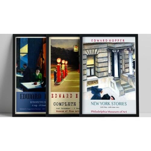 Wall Art Painting Wall Canvas Art Poster and Print Wall Art Nighthawks by Edward Hopper Picture for Living Room Home Decor