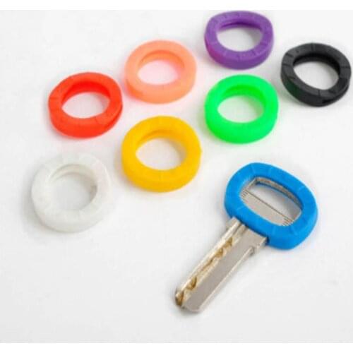 New style 8pcs/lot Hollow Multi Color Rubber Soft Key Locks Keys Cap Key Covers Topper Key ring Mixed color 2017 hot selling