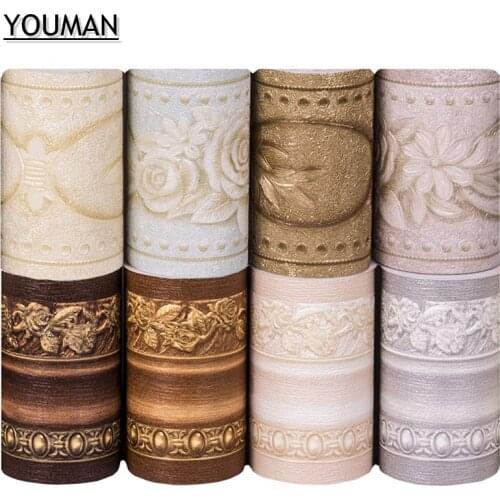 Wallpapers YOUMAN Wallpaper Borders PVC Wall Stickers Vinyl Waterproof Home Decor Emboss Kids Room Bathroom Self Adhesive DIY