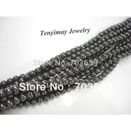 Wholesale 5 Strands 6mm Black Hematite Loose Beads For Jewelry DIY(65pcs/Strand)