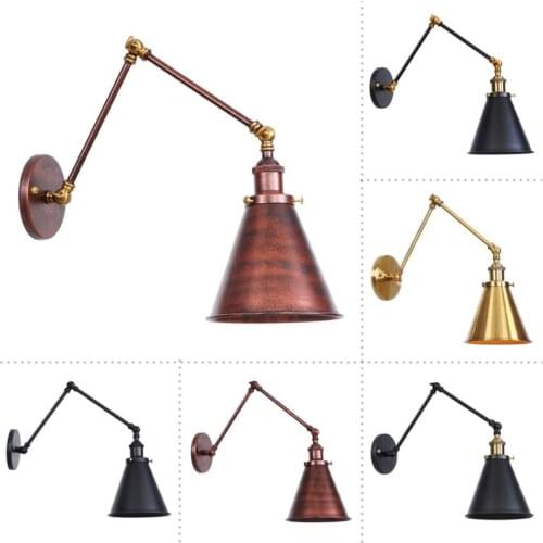 Industrial electroplating iron wall lamp aisle bar restaurant living room hotel adjustable retro long arm wall lamp WJ10