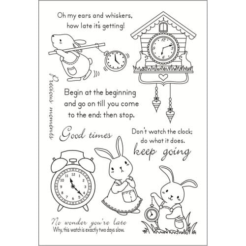 Rabbit alarm clock Transparent Silicone Stamp/Seal for DIY scrapbooking/photo album Decorative clear stamp