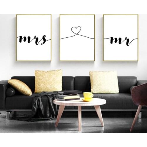 Mr Mrs Family Simple Quotes Wall Art Canvas Painting Nordic Posters And Prints Wall Pictures For Living Room Decoration