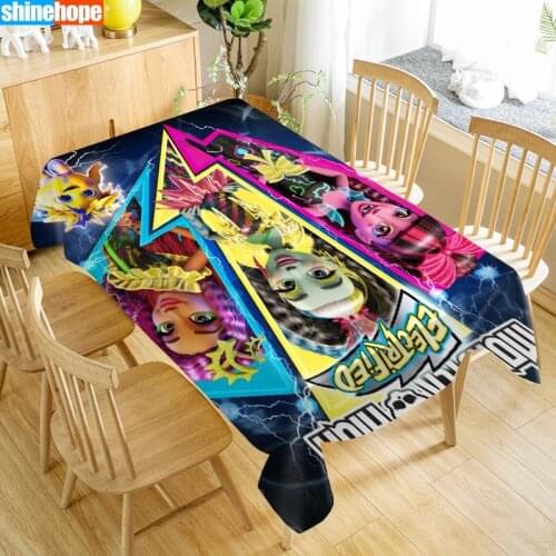 Customize Tablecloth Monster High Oxford Cloth Dust-proof Rectangular Table Cover For Party Home Decor 140x160CM