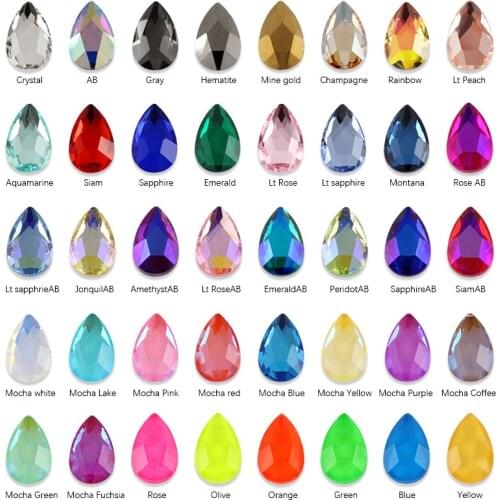 New style 5X8mm Drop Nail Art Rhinestones 30/100Pcs Flat Crystal Rhinestone For DIY 3D Nail Art Decoration