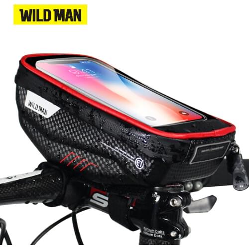 WILD MAN Bicycle Bag 6.0 Inch Phone Case Touch Screen MTB Road Bike Top Front Tube Rainproof Hard Shell Bag Cycling Accessories