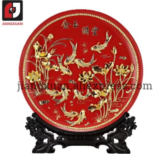 Unique 24k gold foil wedding plates decoration traditional handicrafts home decor ceramic plates